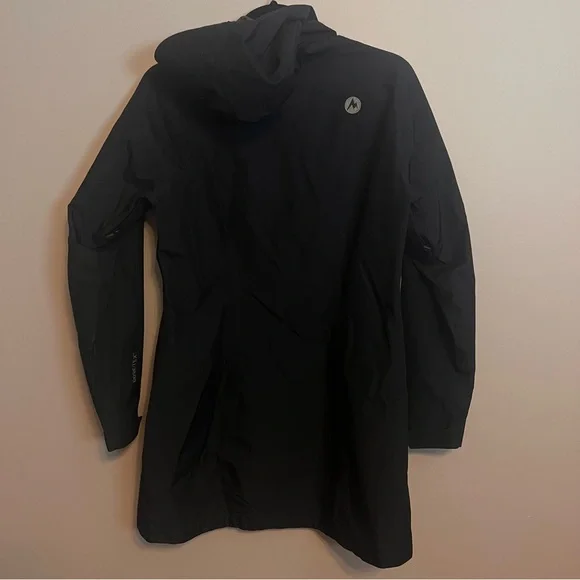 Women’s Marmot Gore-Tex Long Black Hooded Rain Jacket Size Medium - Picture 3 of 6
